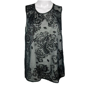 The Limited Shirt Womens Sz S Black Paisley Lace Sleeveless‎ Lined Keyhole Back